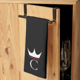 Crown Chef Monogram Zwart Wit Theedoek