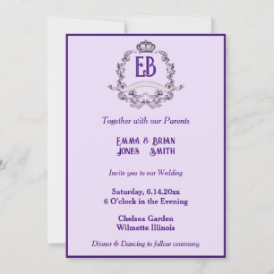 Crown Crest Initiaal Invitation Kaart