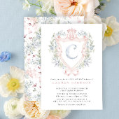 Crown Crest Monogram Roze Blauw Baby shower Kaart