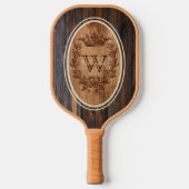 Crown Crest Wood Tone Monogram Oval Pickleball Paddle (Voorkant)