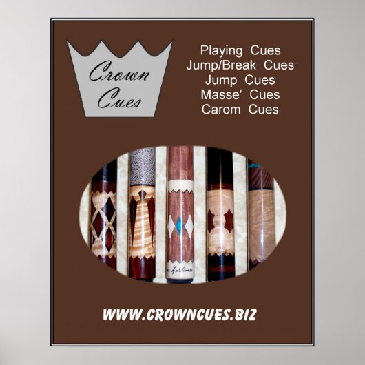 Crown Cues Poster met poolkussen (Voorkant)