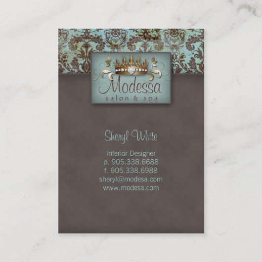Crown Damask Salon Spa Appointcard Afsprakenkaartje (Voorkant)