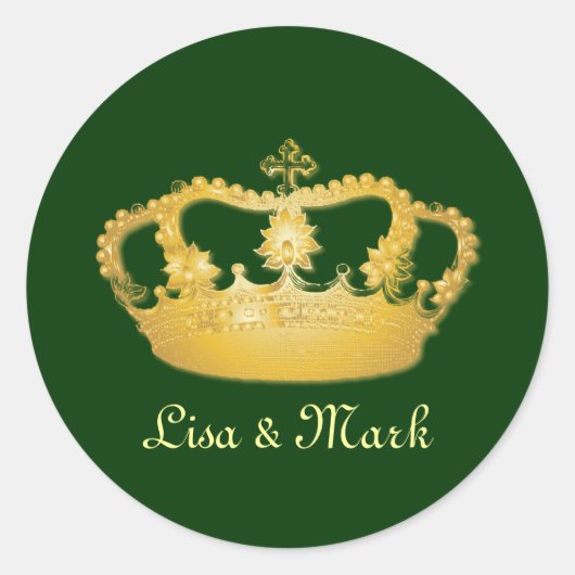 Crown Design II - Goud Ronde Sticker (Voorkant)