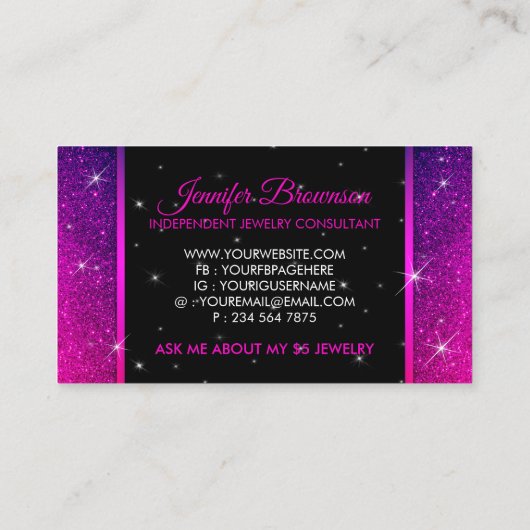 Crown Diamond Paars Visitekaartje (Achterkant)