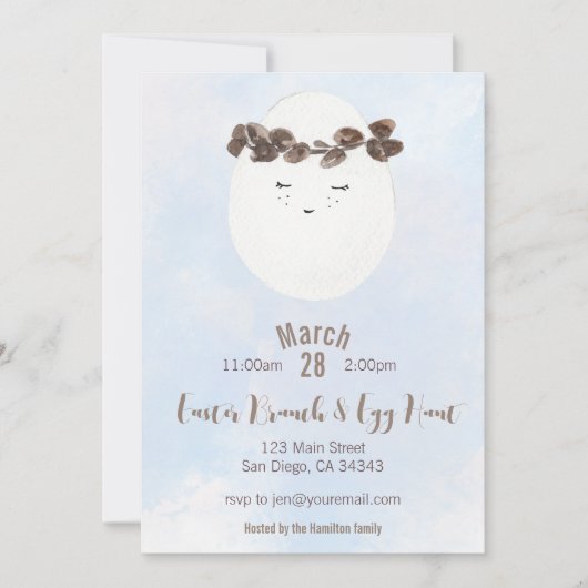 Crown Easter Egg Brunch & Egg Hunt Invitation Kaart (Voorkant)