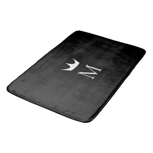 Crown Elegant Monogram Pattern Black and White Badmat (Gekanteld)