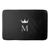 Crown Elegant Monogram Pattern Black and White Badmat (Voorkant)