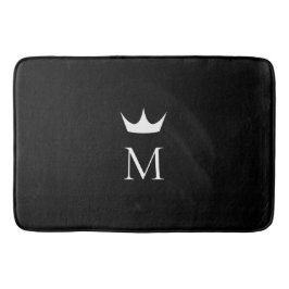 Crown Elegant Monogram Pattern Black and White Badmat