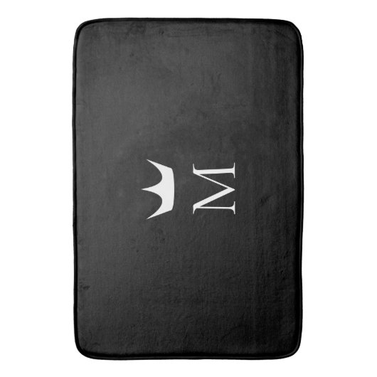 Crown Elegant Monogram Pattern Black and White Badmat (Voorkant Verticaal)