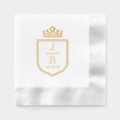 Crown Family Crest 2 Initiaal Bruiloft Monogram #2 Folie Servetten (Voorkant)