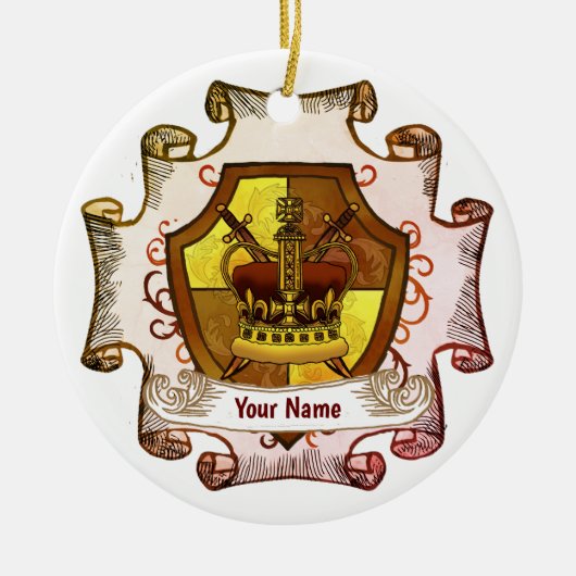 Crown Family Crest Achternaam Keramisch Ornament (Voorkant)