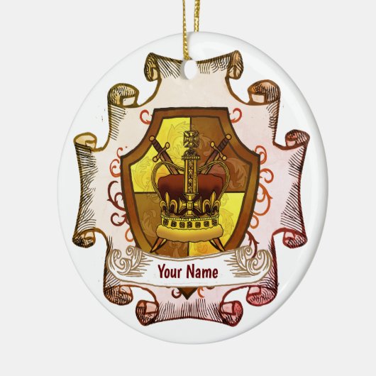 Crown Family Crest Achternaam Keramisch Ornament (Links)