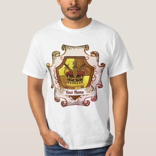 Crown Family Crest Achternaam T-shirt (Voorkant)