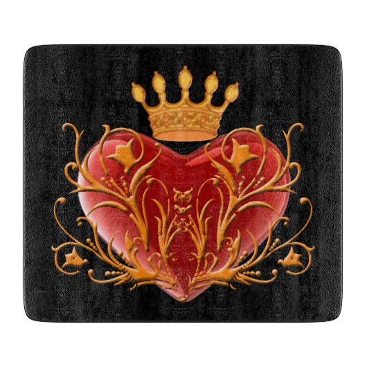 Crown Filigree Heart Cutting Board Snijplank (Voorkant)