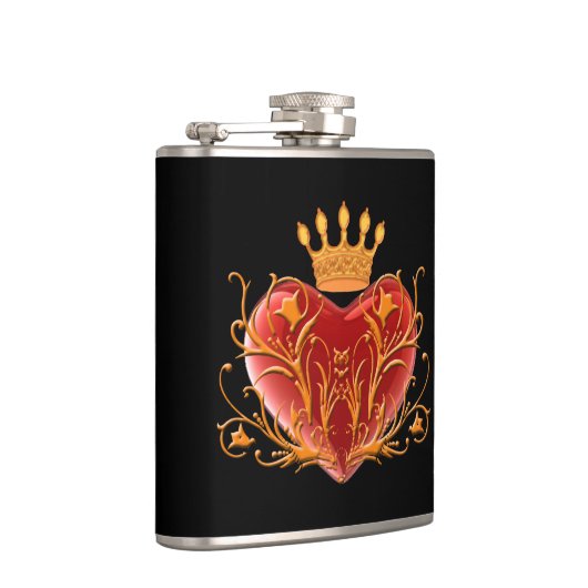 Crown Filigree Heart Flask Heupfles (Rechts)