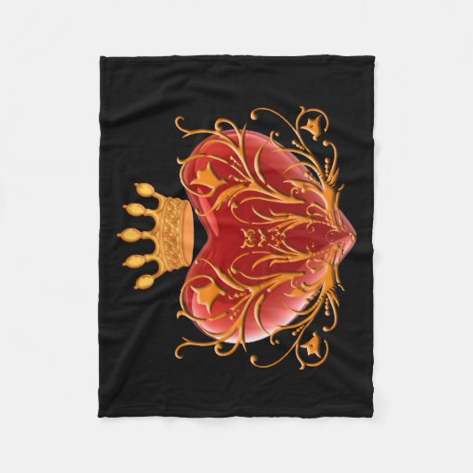 Crown Filigree Heart Fleece Blanket (Voorkant)