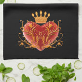 Crown Filigree Heart Kitchen Towel Theedoek (Gevouwen)