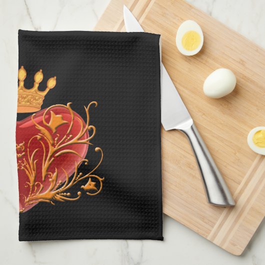 Crown Filigree Heart Kitchen Towel Theedoek (Quarter Fold)