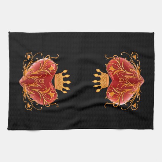 Crown Filigree Heart Kitchen Towel Theedoek (Horizontaal)