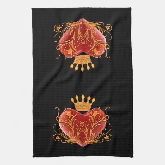 Crown Filigree Heart Kitchen Towel Theedoek (Verticaal)