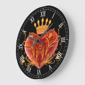 Crown Filigree Heart Round Roman Numeras Clock Grote Klok (Hoek)