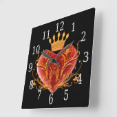 Crown Filigree Heart Square Clock Vierkante Klok (Hoek)