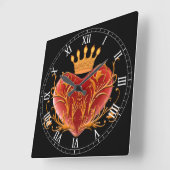 Crown Filigree Heart Square Roman Numerals Clock Vierkante Klok (Hoek)