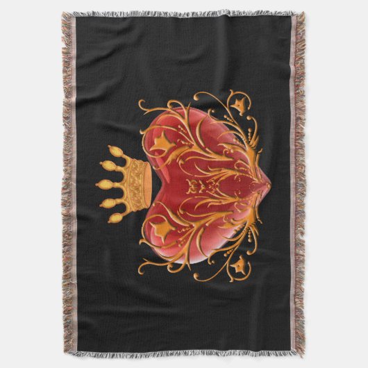 Crown Filigree Heart Throw Blanket Deken (Voorkant Verticaal)