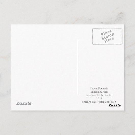 Crown Fountain Millenium Park Randsom Art Briefkaart (Achterkant)