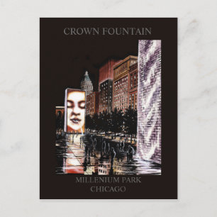 Crown Fountain Millenium Park Randsom Art Briefkaart