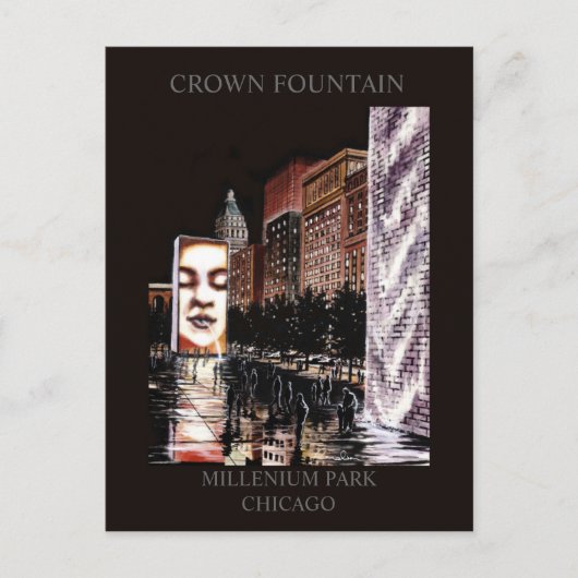 Crown Fountain Millenium Park Randsom Art Briefkaart (Voorkant)