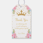 Crown Glitter Floral Princess Birthday Gift Labels Cadeaulabel (Voorkant)