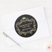 Crown Gold Glitter & Swirly Floral Lijst Ronde Sticker (Envelop)