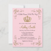 Crown Gold Pink Princess Baby shower Invitation Kaart (Voorkant)