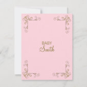 Crown Gold Pink Princess Baby shower Invitation Kaart (Achterkant)