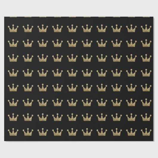 Crown Gold Sepia Black Metallic Minimalism Elegant Cadeaupapier (Vlak)