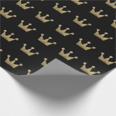 Crown Gold Sepia Black Metallic Minimalism Elegant Cadeaupapier (Hoek)