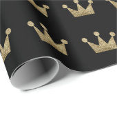 Crown Gold Sepia Black Metallic Minimalism Elegant Cadeaupapier (Rol Hoek)
