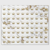 Crown Gold Sepia Black Metallic Minimalism Marmer Cadeaupapier (Vlak)