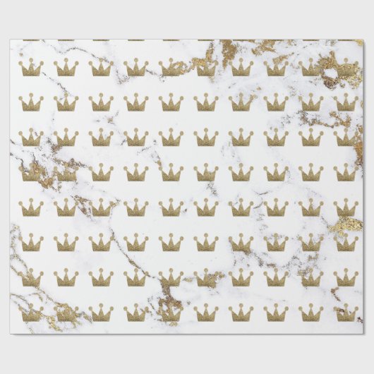 Crown Gold Sepia Black Metallic Minimalism Marmer Cadeaupapier (Vlak)