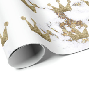 Crown Gold Sepia Black Metallic Minimalism Marmer Cadeaupapier