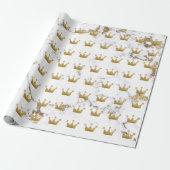 Crown Gold Sepia White Metallic Minimalism Marmer Cadeaupapier (Uitgerold)