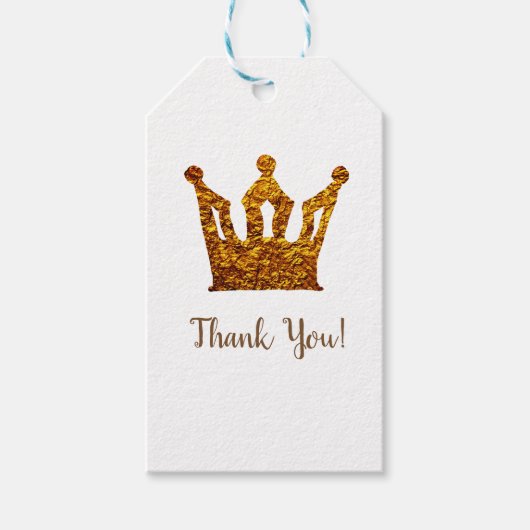 Crown, Golden Crown Custom Gift Labels Cadeaulabel (Voorkant)