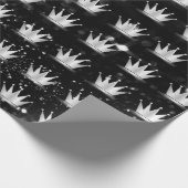 Crown Gray Silver Prince Princess Black Spark Cadeaupapier (Hoek)