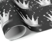 Crown Gray Silver Prince Princess Black Spark Cadeaupapier (Rol Hoek)