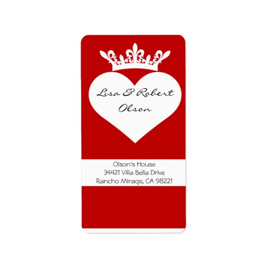 Crown Heart Adreslabel Etiket (Voorkant)