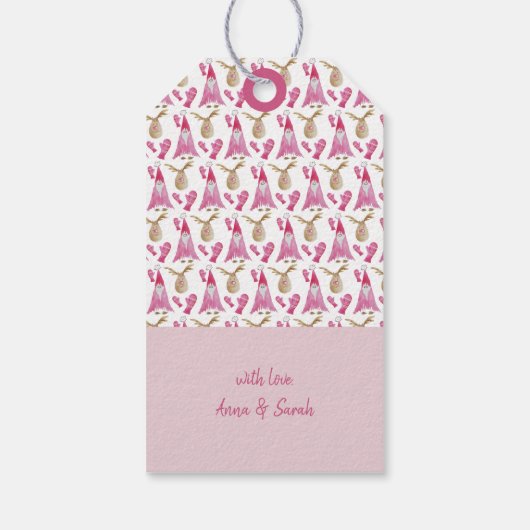 Crown Heart Pastel Blush Waterverf Monogramed Cadeaulabel (Achterkant)