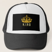 Crown Image KING Text Royal Style White Black-Cap Trucker Pet (Voorkant)