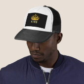 Crown Image KING Text Royal Style White Black-Cap Trucker Pet (In situ)