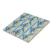 Crown Imperial Yellow Blu Art Nouveau Ceramic Tege Tegeltje (Zijkant)